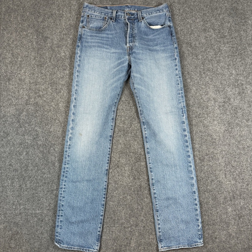 👖 Levis 501 Original Fit Jeans Mens 31x34 Light Wash Button Fly Straight Denim
